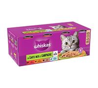 WHISKAS La Carte Mer et Campagne - Boîtes en Gelée aux 4 Saveurs pour Chat Adulte - 24 Boîtes de 390g - l'emballage peut varier, 8x390g