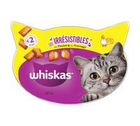 WHISKAS LES IRRÉSISTIBLES - Friandises au Poulet & au Fromage pour Chat Adulte - 8 Boîtes de 60g - Sans Arômes Artificiels, Idéal pour Partager un Moment de Complicité