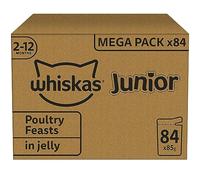 Whiskas Nourriture humide junior - Oiseaux - Sélection en gélatine - Sacs de repas 84 x 85 g