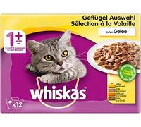 Whiskas Nourriture pour chats adultes, différentes variétés, sélection de volailles en gelée (4 lots de 12x100g)