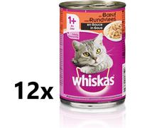 WHISKAS Pâtée bœuf chat adulte - 12 x 400 g