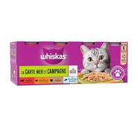 WHISKAS - Pâtée en Gelée Saveurs Variées (Bœuf, Dinde, Volaille, Truite) pour Chat Adulte (8 x 100g) - Lot de 3 - Vendu par Lot