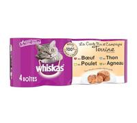 WHISKAS - Pâtée Gourmet pour Chat Adulte, Saveurs Variées Bœuf, Poulet, Thon, Agneau (4 x 400g) - Lot de 3 - Vendu par Lot