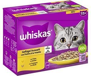 Whiskas Plus de 11 croquettes pour Chat au Choix en gelée, 12 x 85 g (1 Paquet) - Nourriture Humide de qualité supérieure à partir de 11 Ans en 12 sachets portions