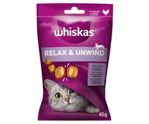 WHISKAS Relax & Relieve 45 g de friandises au poulet pour chats