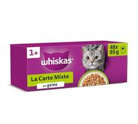 WHISKAS Repas - 48 Sachets Fraîcheur - La Carte Mixte (4 variétés) - Pâtée pour Chat Adulte en Gelée - Nourriture Humide Complète & Equilibrée, Adaptée aux Chats Stérilisés