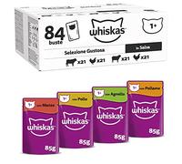 WHISKAS Repas pour Chat - 84 Sachets Fraîcheur de 85g - Pâtée pour Chat Adulte en Sauce - Les Repas Classiques (4 Variétés)