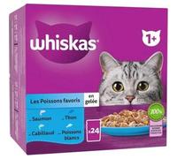WHISKAS Sachets fraîcheur Les Poissons favoris en gelée 4 variétés pour Chat Adulte 24x85g