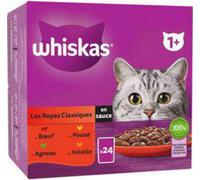 Aliment pour chat - WHISKAS - Repas Classiques en Sauce - 4 variétés - 24 sachets de 85g - Adulte