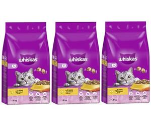 whiskas Sec Adult 1+ avec poulet | 3 x 1,9 kg pack avantageux