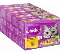 Whiskas Senior 11+ Nourriture Humide pour Chat volaille au Choix en gelée, 48 sachets portions, 12 x 85 g (Lot de 4) - Nourriture Humide de Haute qualité pour Chats à partir de 11 Ans