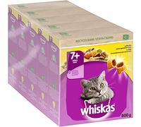 Whiskas Senior 7+ Croquettes au Poulet, 5 x 800 g (5 Paquets) - Nourriture sèche pour Chats âgés - Différents emballages de Produits Disponibles