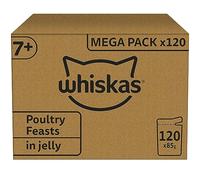 Whiskas Senior 7+ Nourriture humide pour chat au choix mixte, en gelée, 120 sachets de portions, 120 x 85 g (1 grand paquet) - Nourriture humide de haute qualité pour chats à partir de 7 ans