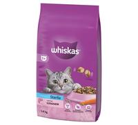 WHISKAS Stérile 1,4 kg d'aliments complets secs pour chats adultes après castration avec du saumon délicieux