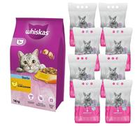 WHISKAS Stérile 14kg + ARISTOCAT Silicone litière pour chat PREMIUM non parfumée 8x3.8l
