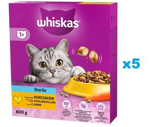 WHISKAS Sterile 5x800g nourriture sèche pour chats stérilisés