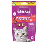 Whiskas Temptations Bœuf Friandises pour Chats 60g Lot de 6