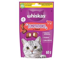 Whiskas Temptations Bœuf Friandises pour Chats 60g Lot de 6