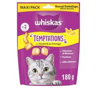 Whiskas Temptations Maxi Pack Friandises au Poulet et Fromage pour Chat Adulte 4 x 180g
