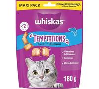 Whiskas Temptations Maxi Pack Friandises Saveur Saumon pour Chat Adulte 180g