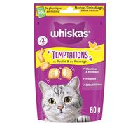 Whiskas Temptations Poulet & Fromage Friandises pour Chats 60g Lot de 6