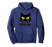 Whisker Revolution : Art félin soulèvement Sweat à Capuche, Unisexe pour Adultes, Bleu Marine, S