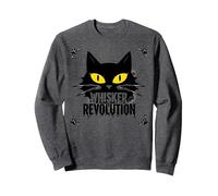 Whisker Revolution : Art félin soulèvement Sweatshirt, Unisexe pour Adultes, Chiné Foncé, L