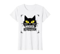 Whisker Revolution : Art félin soulèvement T-Shirt, Femme, Blanc, XL