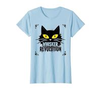 Whisker Revolution : Art félin soulèvement T-Shirt, Femme, Bleu Céleste, S