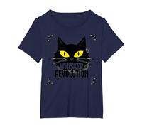 Whisker Revolution : Art félin soulèvement T-Shirt, Femme Grandes Tailles, Bleu Marine, 6X