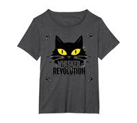 Whisker Revolution : Art félin soulèvement T-Shirt, Femme Grandes Tailles, Chiné Foncé, 3X