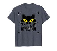Whisker Revolution : Art félin soulèvement T-Shirt, Homme, Bleu Chiné, XXL
