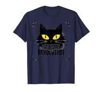 Whisker Revolution : Art félin soulèvement T-Shirt, Homme, Bleu Marine, S