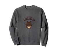 Whisker Wrangler : l'art inspiré de l'Ouest des Amoureux des Chats insolites Sweatshirt, Unisexe pour Adultes, Chiné Foncé, L