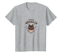 Whisker Wrangler : l'art inspiré de l'Ouest des Amoureux des Chats insolites T-Shirt, Enfant, Gris Chiné, 8 Ans
