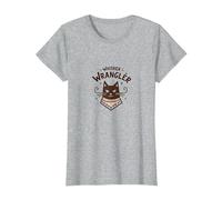 Whisker Wrangler : l'art inspiré de l'Ouest des Amoureux des Chats insolites T-Shirt, Femme, Gris Chiné, XS