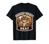Whiskers and Whiskey Neat Funny Cat Lover Owner Scotch Citation T-Shirt