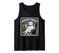 Whiskers and Whisky Neat Funny White Cat Lover Owner Scotch Débardeur