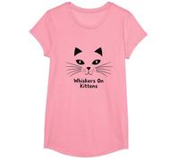 Whiskers on Kittens - Motif tête de Chat Mignon pour Les Amoureux des Animaux T-Shirt, Fille, Rose, S