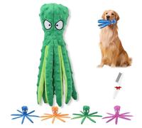 Whiskerspot Jouet pour chien en forme de pieuvre en peluche écologique - Jouet interactif à mâcher sans rembourrage résistant aux morsures - Parfait pour les chiots, les chiens de petite et moyenne