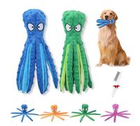 Whiskerspot Lot de 2 jouets interactifs à mâcher en forme de pieuvre pour chien - Sans rembourrage - Résistant aux morsures - Parfait pour les chiots, les chiens de petite et moyenne taille (2 pièces)
