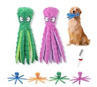 Whiskerspot Lot de 2 jouets interactifs à mâcher en forme de pieuvre pour chien, sans rembourrage, résistant aux morsures, parfait pour les chiots, les chiens de petite et moyenne taille (2 pièces)