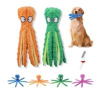 Whiskerspot Lot de 2 jouets interactifs à mâcher en forme de pieuvre pour chien - Sans rembourrage - Résistant aux morsures - Parfait pour les chiots, les chiens de petite et moyenne taille (2 pièces)