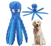 Whiskerspot Octopus Dog Toy, Whiskerspot Eco-Friend Octopus Plush, Octopus Squeaky Plush Dog Toys, No Stuffing Crinkle Interactive Chew Toy, Durable for Puppy Teething, Small to Large Dogs (Blue)