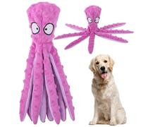 Whiskerspot Octopus Dog Toy, Whiskerspot Eco-Friend Octopus Plush, Octopus Squeaky Plush Dog Toys, No Stuffing Crinkle Interactive Chew Toy, Durable for Puppy Teething, Small to Large Dogs (Purple)
