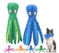 Whiskerspot Octopus Dog Toy,Whiskerspot Octopus Toy,No Stuffing Squeaky Dog Interactive Play Toys with Crinkle Paper,Eco friend Octopus Plush for Dogs,Teeth Cleaning & Durable for Puppies Adult (A2)