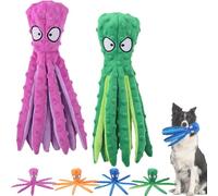 Whiskerspot Octopus Dog Toy,Whiskerspot Octopus Toy,No Stuffing Squeaky Dog Interactive Play Toys with Crinkle Paper,Eco friend Octopus Plush for Dogs,Teeth Cleaning & Durable for Puppies Adult (A5)
