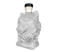 Whiskey Decanter, 350 ml Glass Liquor Bottle Featuring a Wolf Head Profile Design, Stylish Spirit Bar Accessory Perfect for Father, Men, Husband, Dad, Boyfriend, and Gift Him, 4,8 x 3,7 x 3,5 pouces