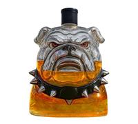 Whiskey Decanter - Clear Glass 25cm, Bulldog Bottle, Display Vessel | Large Capacity Pouring Feature, Alcohol Dispenser, Collectible Decor For Bar, Shelf, Party, Livingroom
