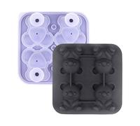 Whiskey Iced Mold, Bear-Shape Iced Trays, 4-Grid Round Molds with Easy Demould Design, 5,59 x 5,55 Inches, for Household Freezer Bars Cocktails Food Kitchen Snacks Cold Drinks